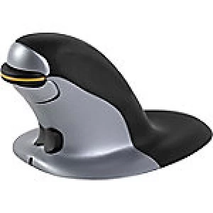 image of Fellowes Small Wireless Vertical Mouse Penguin Black, Silver