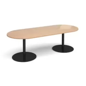 Image of Eternal radial end boardroom table 2400mm x 1000mm - Black base and beech top