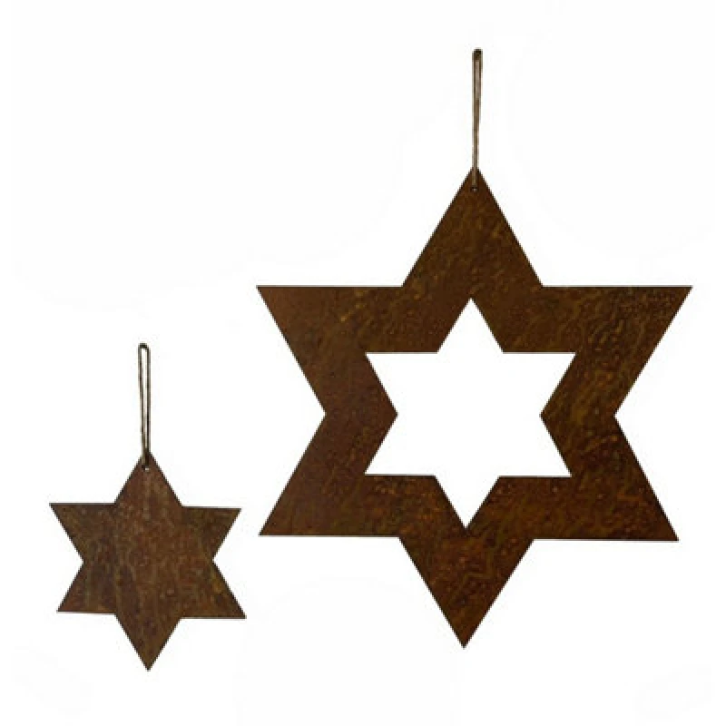Image of Poppy Forge Stars Hanging Wall Art (Set Of 2) - Bare Metal/ready To Rust - W22 X H12 Cm