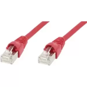 Image of Telegaertner L00000A0074 RJ45 Network cable, patch cable CAT 6A S/FTP 0.50 m Red Flame-retardant, incl. detent, Flame-retardant, Halogen-free, UL-appr