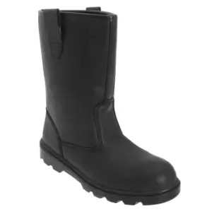 Image of Grafters Mens Leather Safety Rigger Treaded Sole Toe Cap Boots (11 UK) (Black)