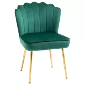 image of Homcom Accent Chair Velvet Touch Vanity Chair With Gold Tone Metal Legs Green