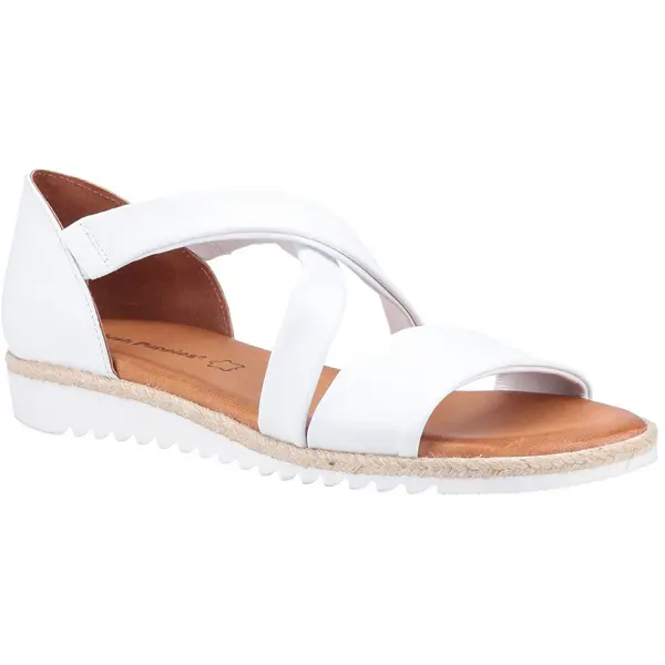 image of Hush Puppies Womens Gemma Leather Strappy Wedge Sandals - UK 3 White female GDE2390WHT3