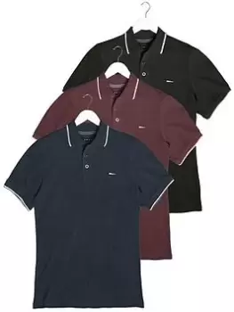 image of BadRhino 3 Pack Tipping Polo Shirts - Black/Burgundy/Navy, Multi, Size 1Xl, Men