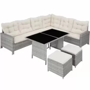 image of Tectake Garden Rattan Furniture Set Barletta Grey