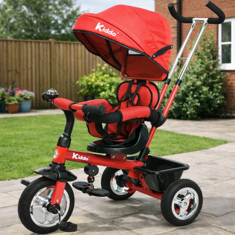 Image of Kiddo Smart 4-in-1 Convertible Trike with Storage & Canopy in Red Size: 1 Pack Red Unisex 1 Pack