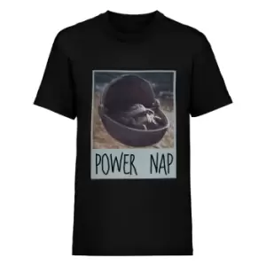 Image of Star Wars: The Mandalorian Mens Power Nap The Child T-Shirt (M) (Black)