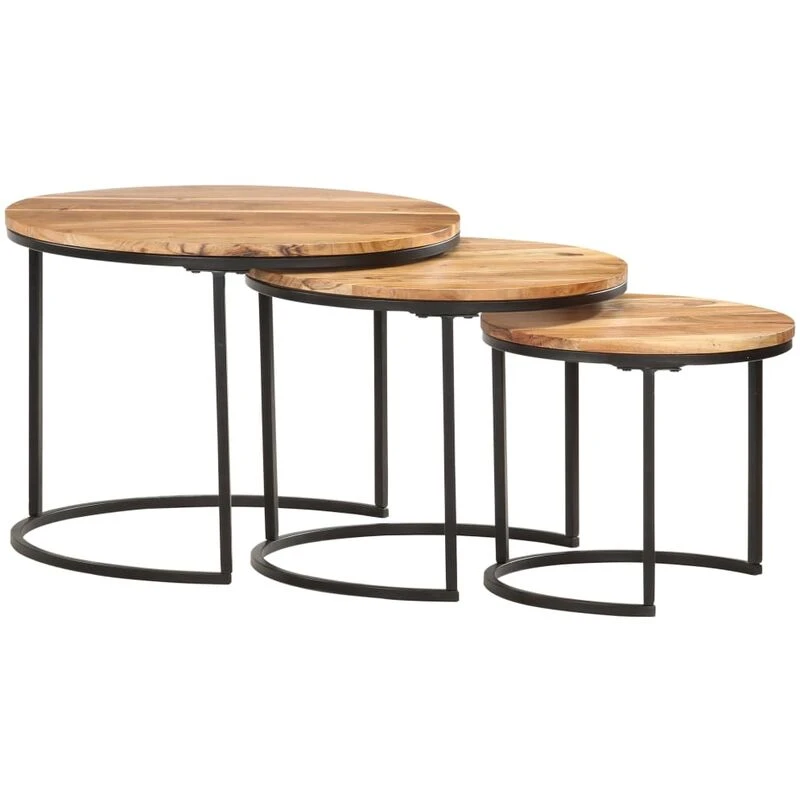 Image of VIDAXL Nesting Tables 3 pcs Solid Acacia Wood vidaXL 8719883803166