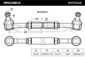 Image of RIDEX Tie Rod FORD,NISSAN 914T0249 1954599,485100F001,4851031G25 Steering Rod,Rod Assembly 485107F000,485107F001,485107F002,4863031G25