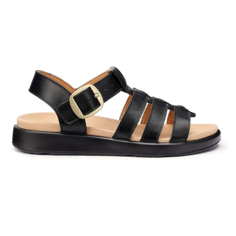 Image of Hotter Womens Wide Fit 'Alanya' Gladiator Sandals in Black Size: 7.5 Black Female 7.5