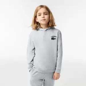 Image of Boys' Lacoste Printed Hooded Sweatshirt Size 14 yrs Grey Chine