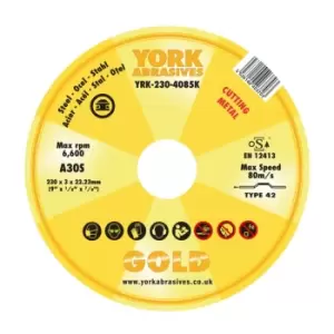 Image of 230 X 3X 22MM A30S Cutting Disc - Type 42 Depressed Centre