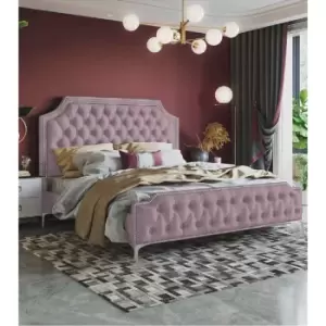 Image of Gaia Bed Double Plush Velvet Pink