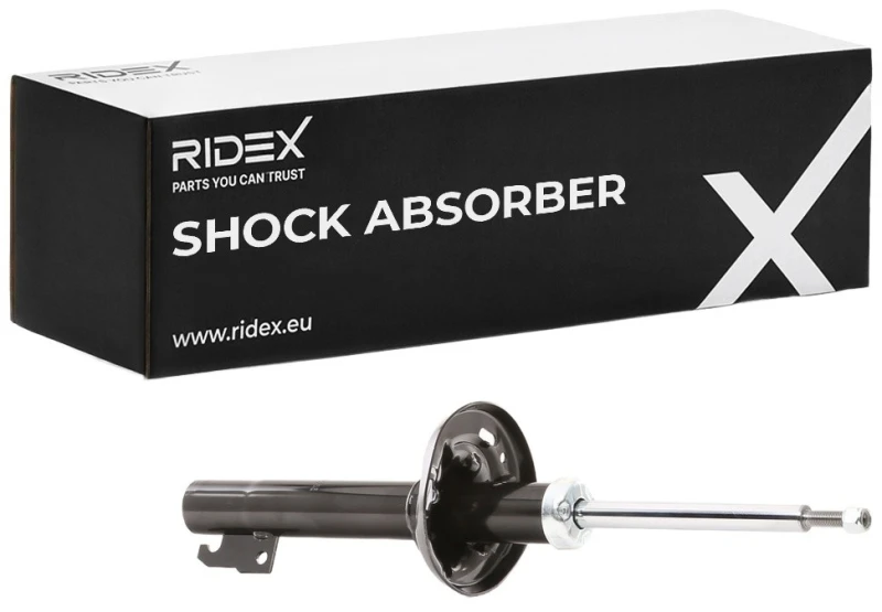 Image of RIDEX 854S0954 Shock absorber Front Axle, Gas Pressure, Suspension Strut, Bottom Plate Shock Absorber (854)