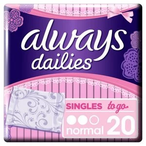 image of Always Dailies Liners Singles To Go X20