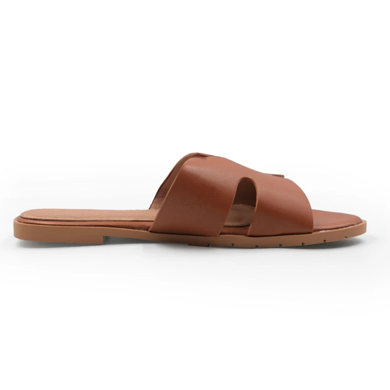 Image of Wheres That From Womens Cutout Strap Flat Sandals Tan female 5 (38)
