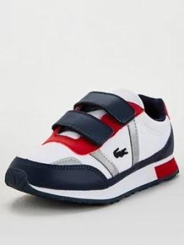 Image of Lacoste Partner 120 Strap Trainers - White/Navy, Size 5 Younger