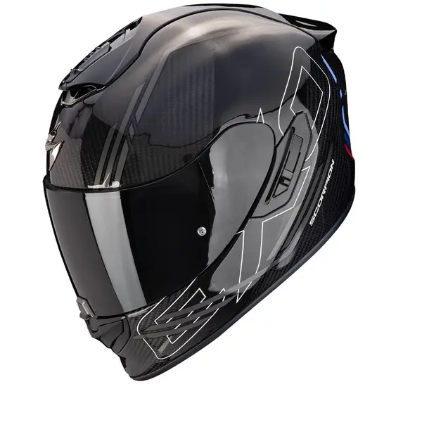 Image of Scorpion EXO-1400 Evo 2 Carbon Air Reika Black-Silver-Blue Full Face Helmet Size XL