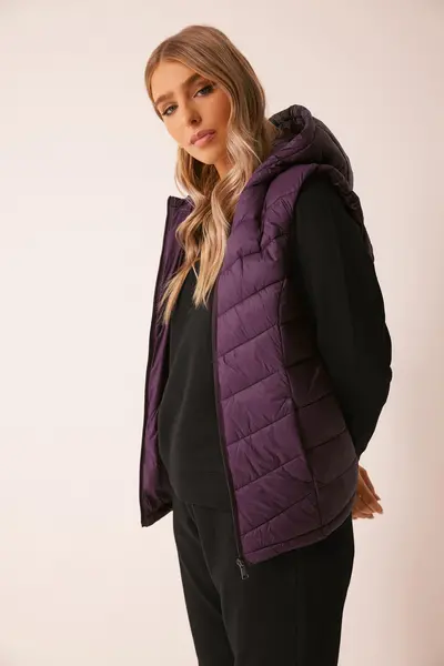 image of M&Co Quilted Gilet Purple