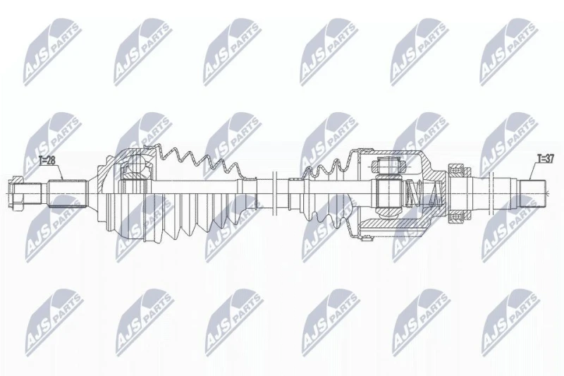 Image of NTY NPW-PE-089 Drive shaft Automatic Transmission, Front Axle Right Drive Shaft (13)