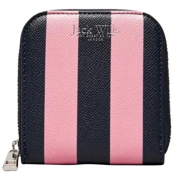 image of Jack Wills Mawbray Zip Purse - Pink Navy Strip