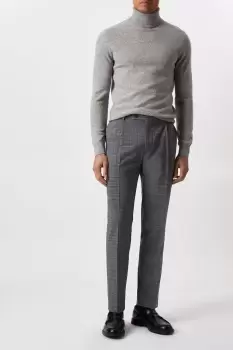 Plus Slim Fit Micro Check Charcoal Trousers