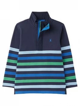 image of Joules Boys Captain Stripe Half Zip Sweat - Navy, Size 6 Years