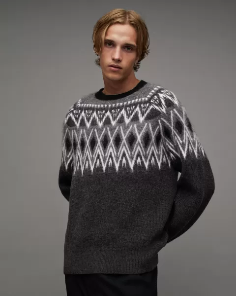 image of AllSaints Ace Fair Isle Oversized Jumper