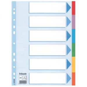 image of Esselte 100192 A4 Cardboard Dividers with 6 Tabs (11 holes)