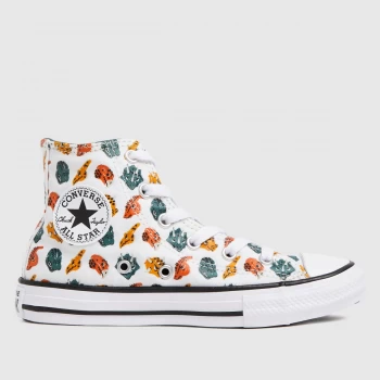 Converse White & Orange Hi Dino Daze Trainers Junior