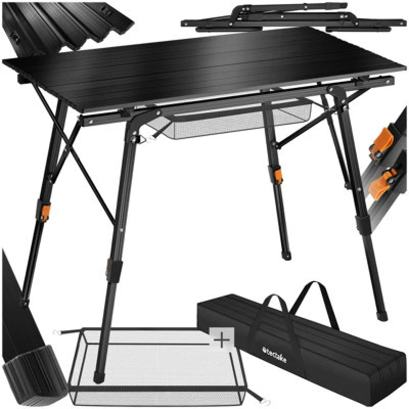Image of Tectake 1 Camping Table Tina - Foldable, Height-Adjustable - Black