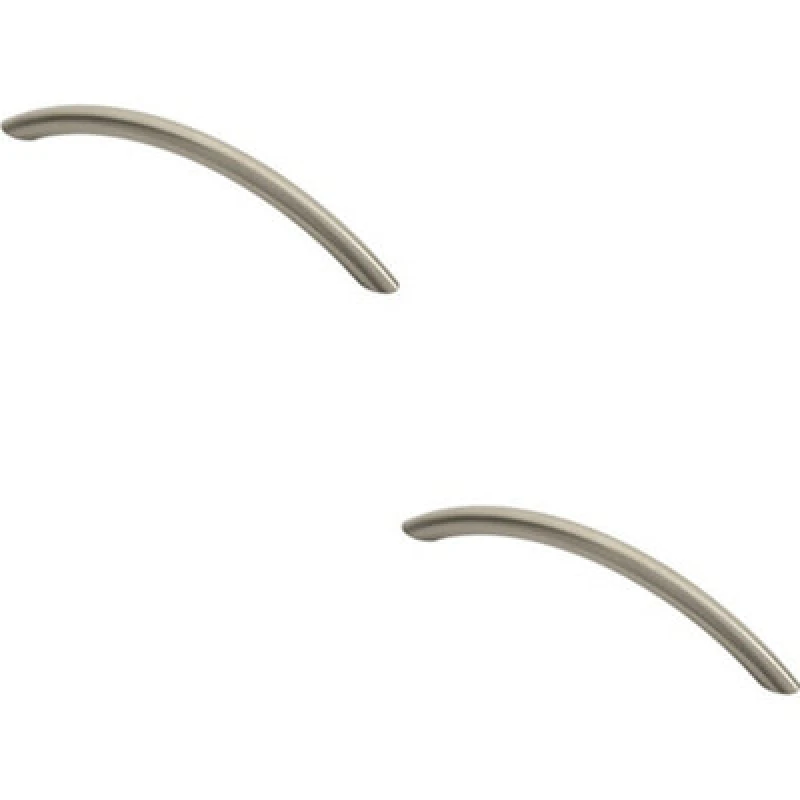 Image of Loops 2x Curved Bow Cabinet Pull Handle 153 x 10mm 128mm Fixing Centres Satin Nickel Metallics unisex