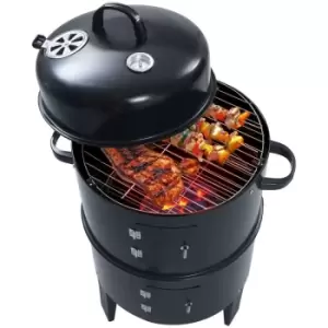 image of 3-in-1 Charcoal Smoker bbq Grill 40x80cm Vidaxl Black