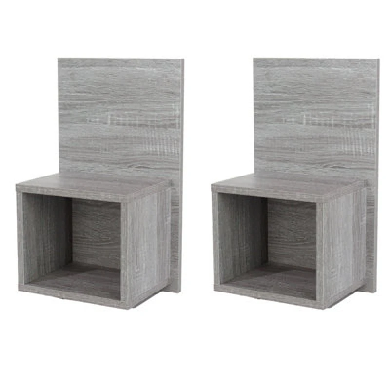Image of Core Kelly Set of 2 Wall Hanging Grey Oak Compact Bedside Table