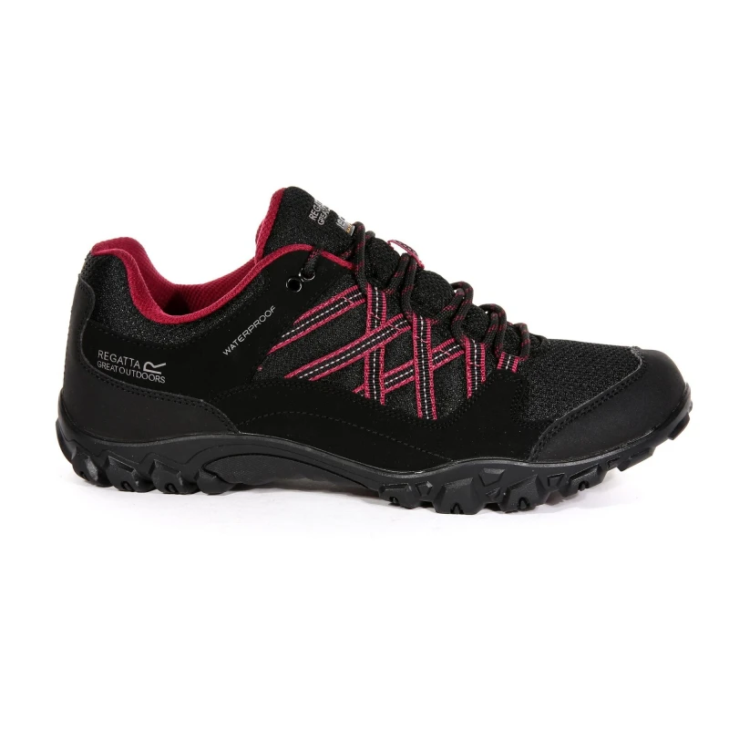 Image of Regatta Womens Edgepoint III Waterproof Light Walking Shoes UK Size 6 (EU 39) Black/Beaujols RWF617-9TW-6