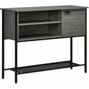 image of Narrow Hallway Table with Open Compartment and Slatted Shelf, Grey - Grey - Homcom