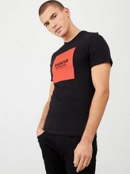 Image of Barbour International Block Logo T-Shirt - Black, Size L, Men