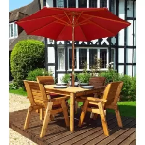 Image of 4 Seater Square Table Set - Burgundy Accessory Set - Burgundy Accessory Set