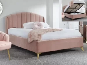 Image of GFW Pettine 5ft King Size Pink Upholstered Fabric Ottoman Bed Frame