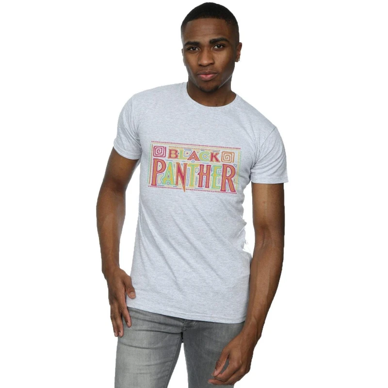 Image of Marvel Marvel Men Black Panther Tribal Logo T-Shirt in Grey Size: Small Grey S Male 5057736552957
