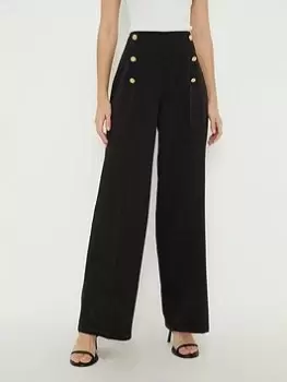 Image of Dorothy Perkins Military Wide Leg Trouser - Black, Size 18, Women