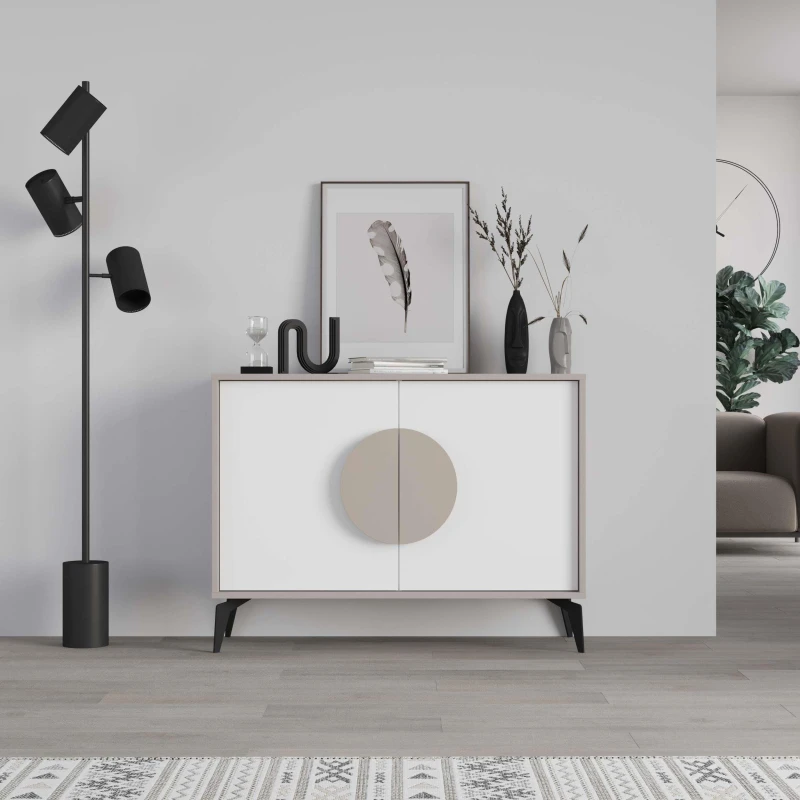 Image of DECORTIE Decortie Gora Console Sideboard Display Unit 110Cm - Mocha Grey / White M.K.23938.2