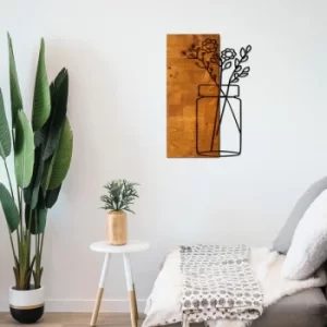 Image of Cicek1 Walnut Black Decorative Wooden Wall Accessory