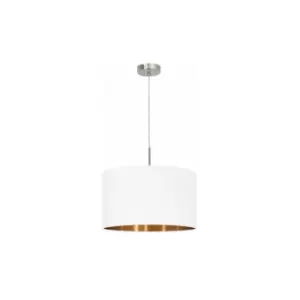 image of 95044 Pasteri One Light Ceiling Pendant In Satin Nickel With White And Copper Shade- - Eglo