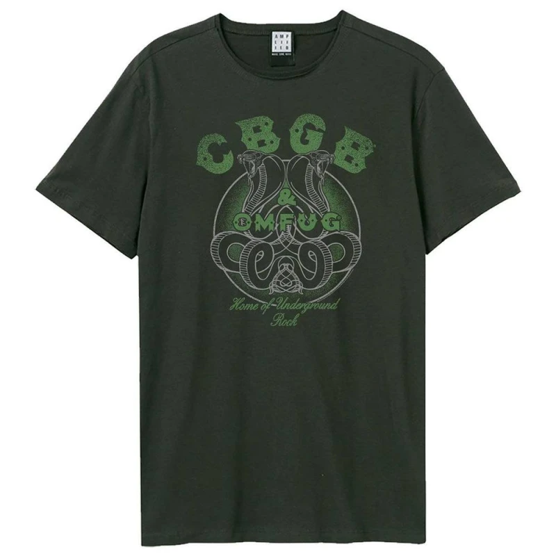 Image of Amplified Mens CBGB Snake Logo T-Shirt in Charcoal Size: XS Charcoal Male XS