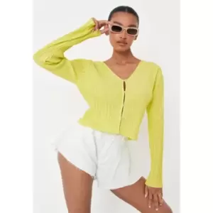 Missguided Coord Plisse Cropped Button Cardi - Green