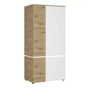 image of Luci 4 Door Wardrobe with LED Lighting, Oak