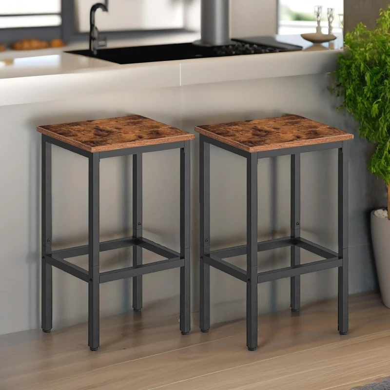 Image of Rafaelo Mobilia Set of 2 Counter Height Stools in Brown Brown Unisex