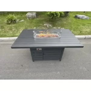 Image of Fimous Outdoor Dark Grey Aluminum Fire Pit Dining Table with Gas Heater