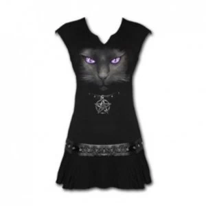 Image of Spiral Black Cat Dress Small Black